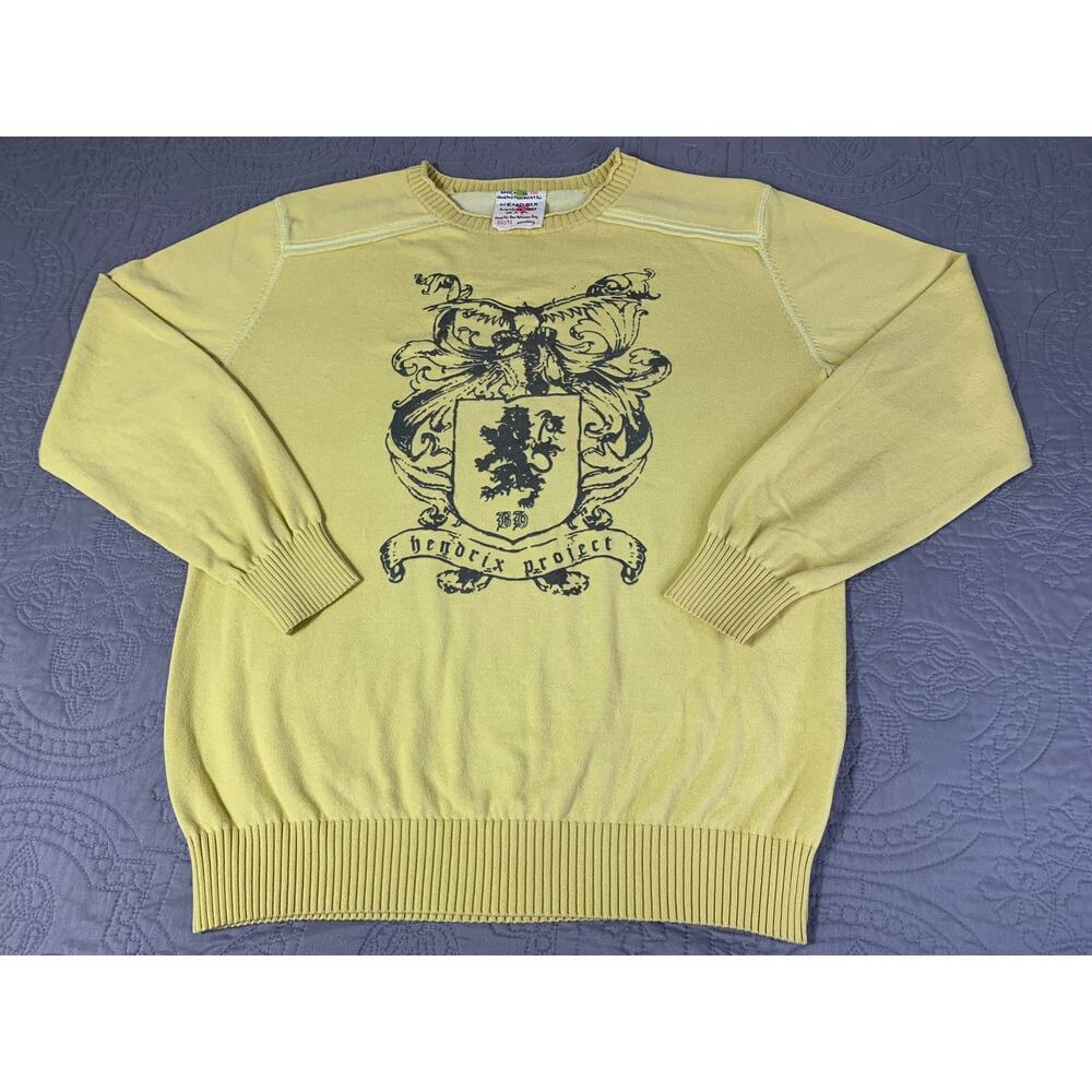 Jimi Hendrix Project Sweater Yellow Mens Medium Basic House Woodstock Music Band